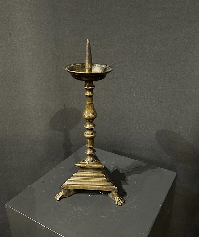 Pair of 17th century brass pricket candlesticks